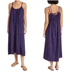XiRENA Rhode Dress XS moonset navy blue purple polka dot midi sundress tank