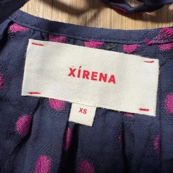 XiRENA Rhode Dress XS moonset navy blue purple polka dot midi sundress tank