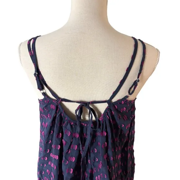 XiRENA Rhode Dress XS moonset navy blue purple polka dot midi sundress tank