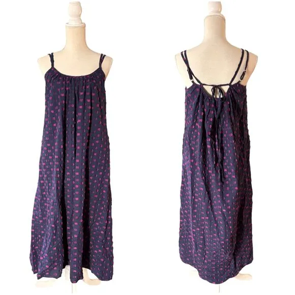 XiRENA Rhode Dress XS moonset navy blue purple polka dot midi sundress tank