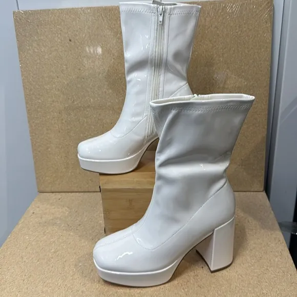 Y2K-Inspired Square Toe Platform Chunky Heel Boots (TS6)