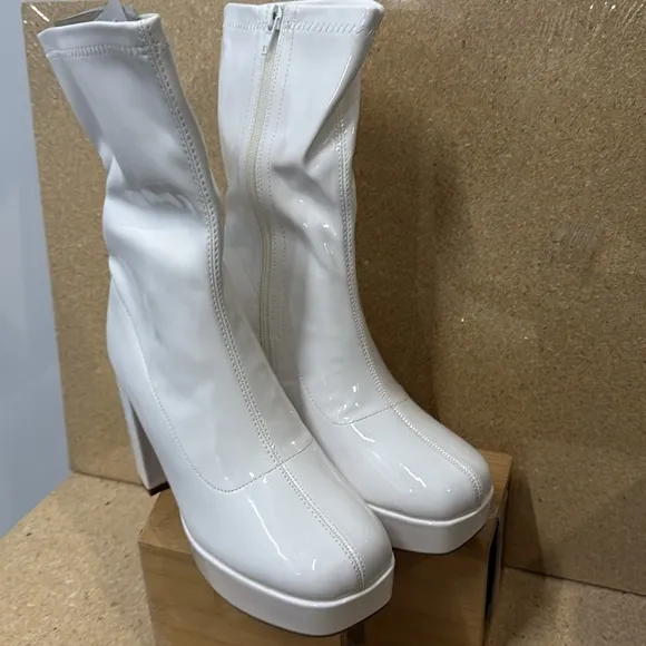 Y2K-Inspired Square Toe Platform Chunky Heel Boots (TS6)