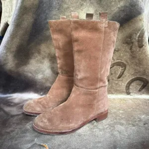 Y2k via spiga western grunge brown suede leather mid calf boots size 6.5