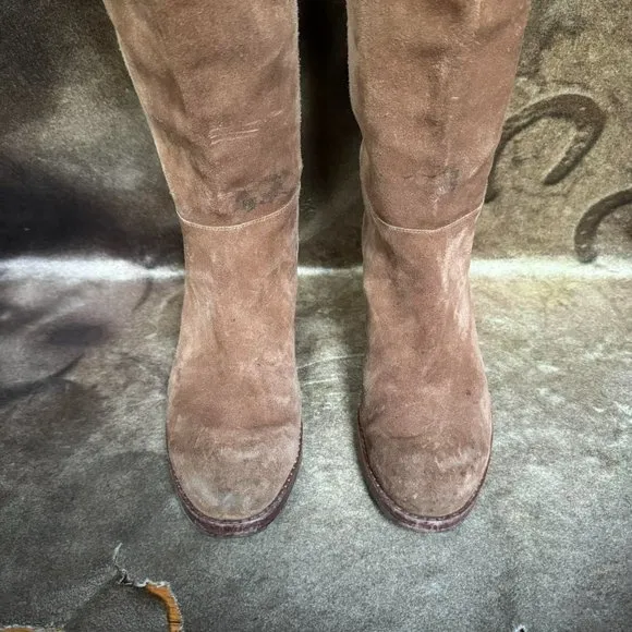Y2k via spiga western grunge brown suede leather mid calf boots size 6.5