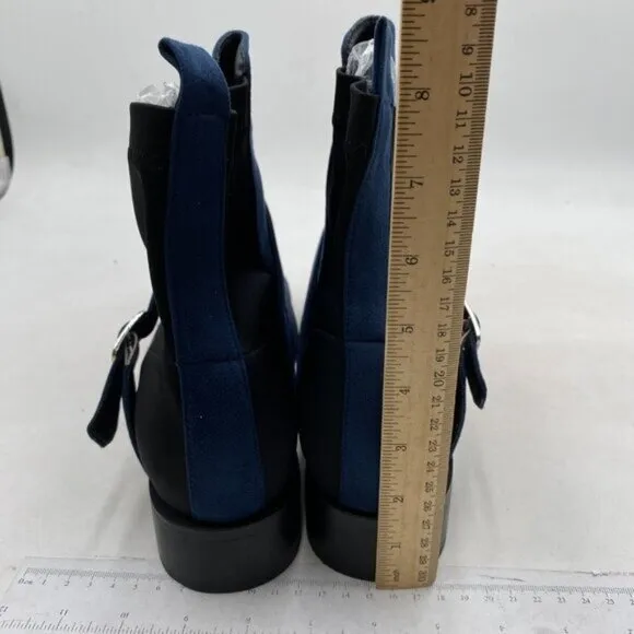 YDN Women Fashion Round Toe Slip On Stretch Ankle Booties Chic Blue Black Shoes