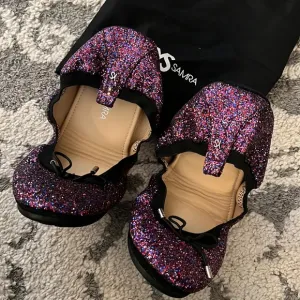 Yosi Samra foldable flats, purple glitter, size 8 NEW!