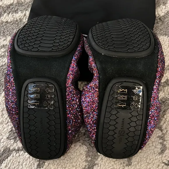 Yosi Samra foldable flats, purple glitter, size 8 NEW!