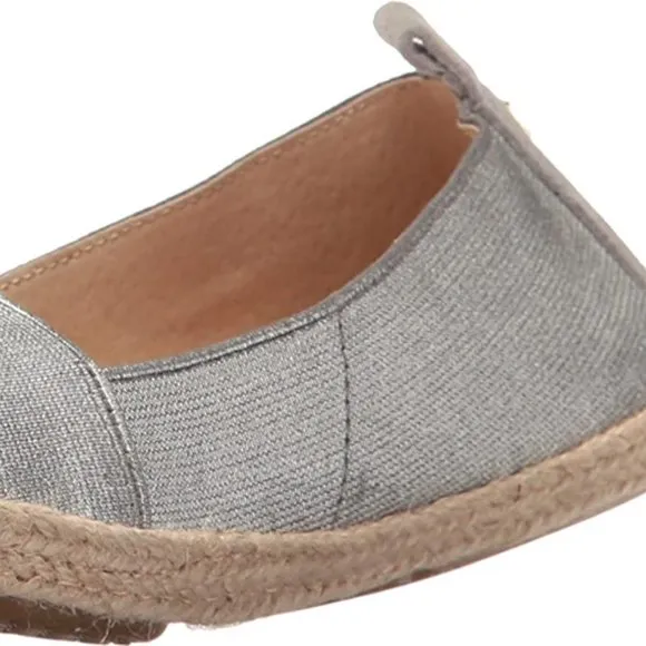 Yosi Samra Liv Espadrille Silver Foldable Casual Flats Glimmer Slip on Shoes 10