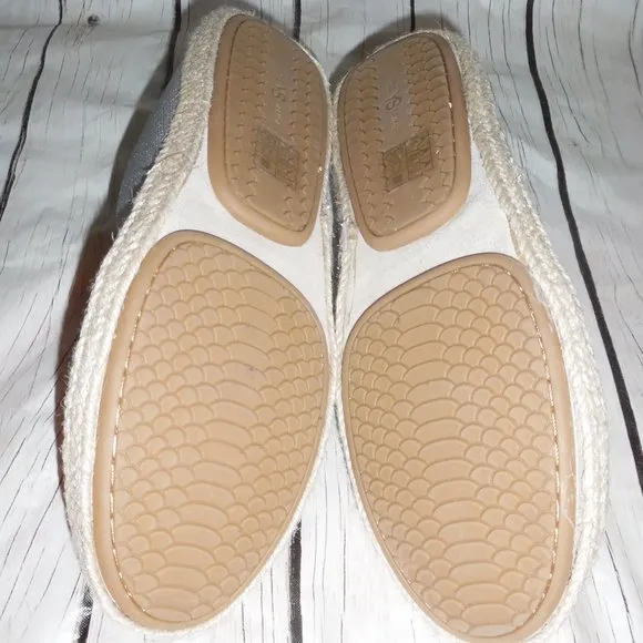 Yosi Samra Liv Espadrille Silver Foldable Casual Flats Glimmer Slip on Shoes 10