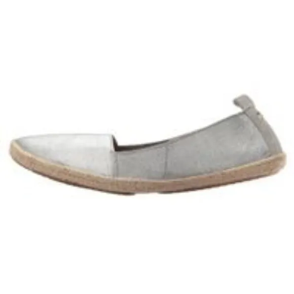 Yosi Samra Liv Espadrille Silver Foldable Casual Flats Glimmer Slip on Shoes 10
