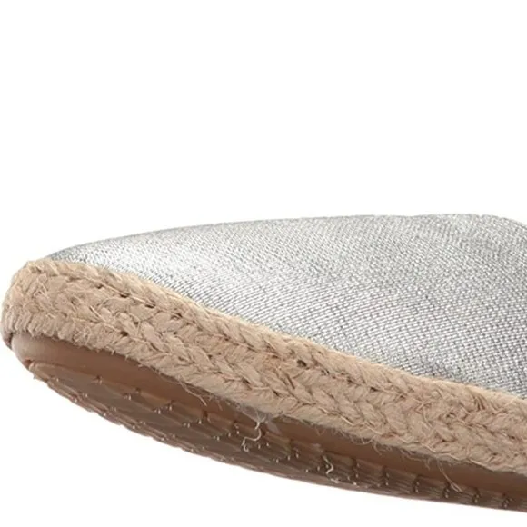 Yosi Samra Liv Espadrille Silver Foldable Casual Flats Glimmer Slip on Shoes 10