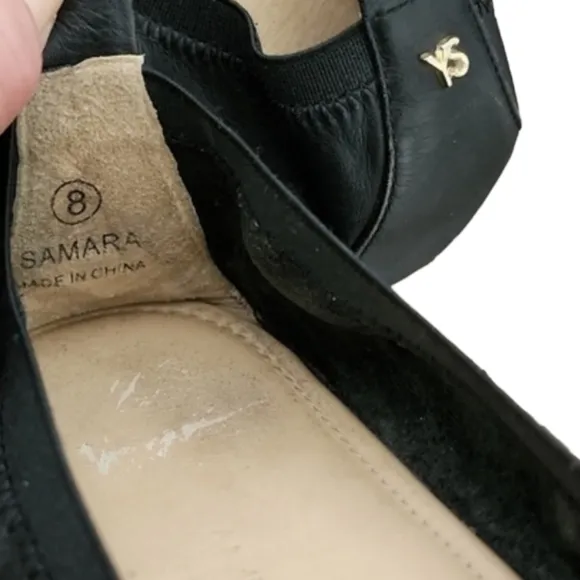 Yosi Samra Samara Foldable Ballet Flats 8 Black Flexible Leather Scrunchy