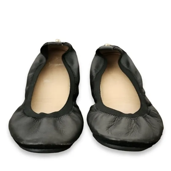 Yosi Samra Samara Foldable Ballet Flats 8 Black Flexible Leather Scrunchy