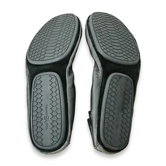 Yosi Samra Samara Foldable Ballet Flats 8 Black Flexible Leather Scrunchy