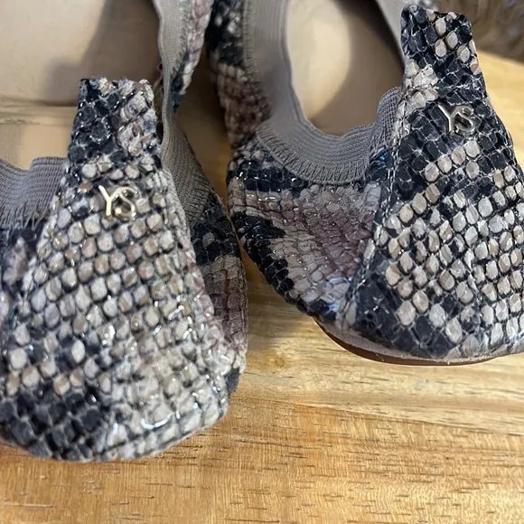 Yosi Samra Snakeskin Pattern Samara Foldable Flats - Size 7