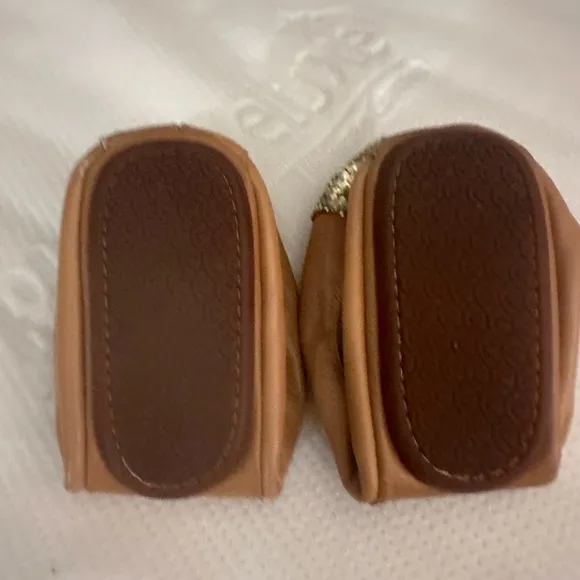 Yosi Samra Women's Leather Ballet Flats with Gold Glitter Toe SZ 8