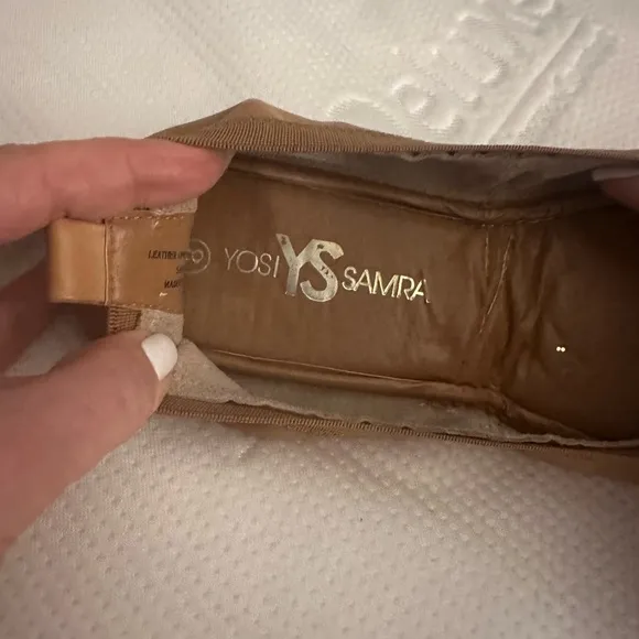 Yosi Samra Women's Leather Ballet Flats with Gold Glitter Toe SZ 8