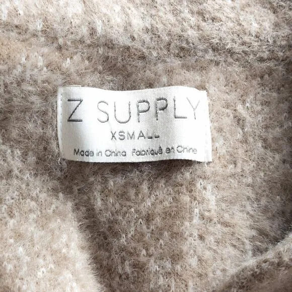 Z Supply Women’s Jacket Taupe Knit Shacket Fuzzy Texture Chest Pockets Size XS