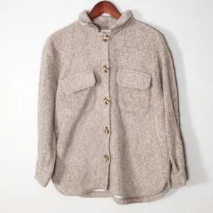 Z Supply Women’s Jacket Taupe Knit Shacket Fuzzy Texture Chest Pockets Size XS