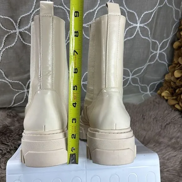 (Z3) AREZZO, PANACOTA Women's Leather Lug Sole‎ Ankle Boots US Size 38/7.5