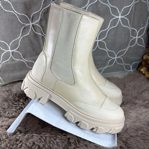 (Z3) AREZZO, PANACOTA Women's Leather Lug Sole‎ Ankle Boots US Size 38/7.5