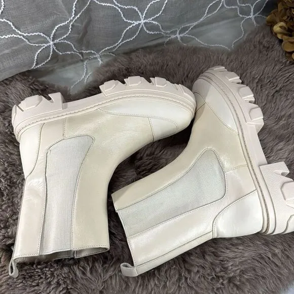 (Z3) AREZZO, PANACOTA Women's Leather Lug Sole‎ Ankle Boots US Size 38/7.5