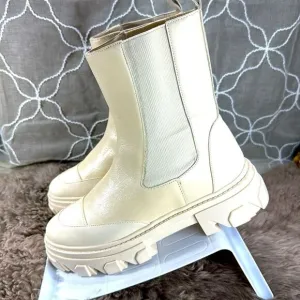 (Z3) AREZZO, PANACOTA Women's Leather Lug Sole‎ Ankle Boots US Size 38/7.5