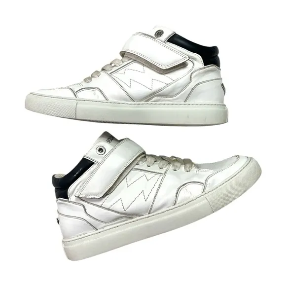 ZADIG &amp; VOLTAIRE Mid Smooth Flash Sneakers size 9 in White/Black