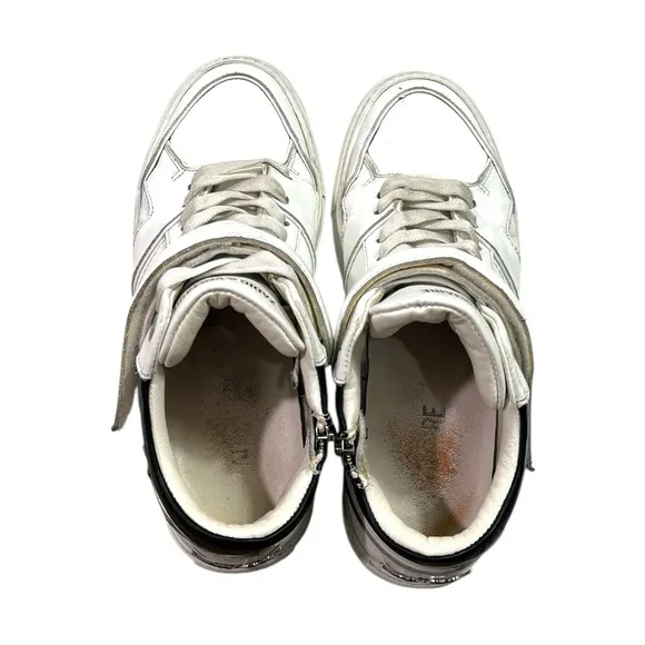 ZADIG &amp; VOLTAIRE Mid Smooth Flash Sneakers size 9 in White/Black