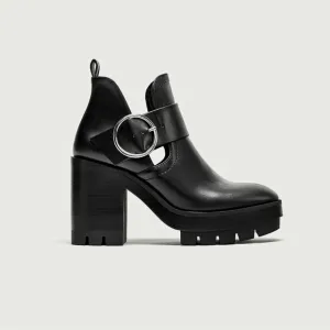 ZARA Black Chunky Track Ankle Booties Cutout Sides