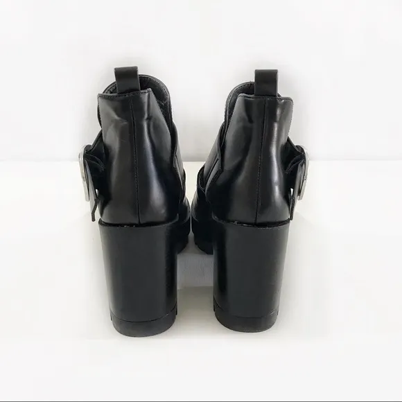 ZARA Black Chunky Track Ankle Booties Cutout Sides