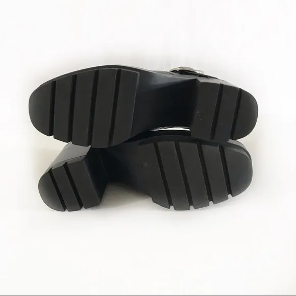 ZARA Black Chunky Track Ankle Booties Cutout Sides