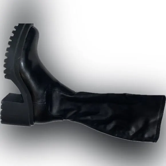 Zara black knee high boots platform chunky sole, stretchy boots- size 37