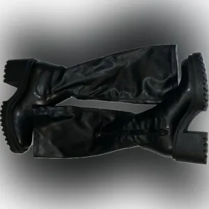Zara black knee high boots platform chunky sole, stretchy boots- size 37