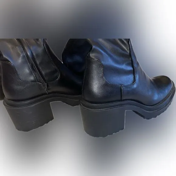 Zara black knee high boots platform chunky sole, stretchy boots- size 37