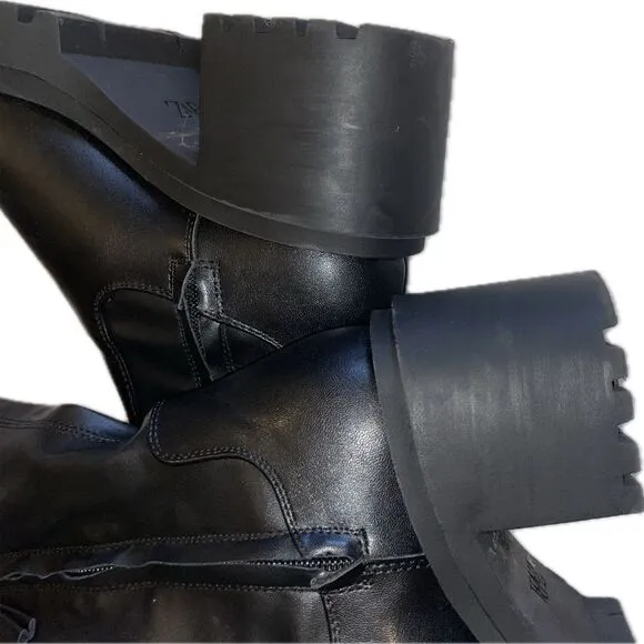 Zara black knee high boots platform chunky sole, stretchy boots- size 37