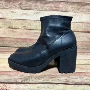 Zara Black Leather Chunky Boots
