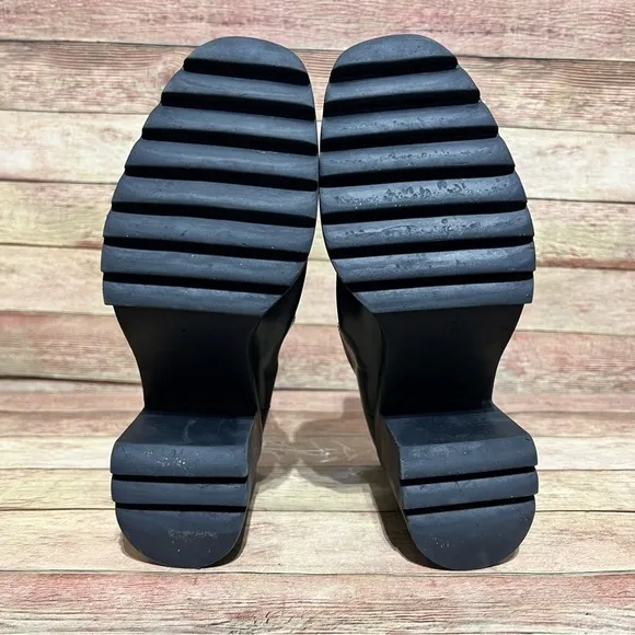 Zara Black Leather Chunky Boots