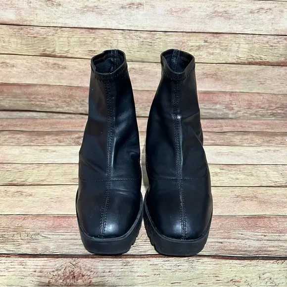 Zara Black Leather Chunky Boots