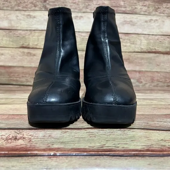 Zara Black Leather Chunky Boots