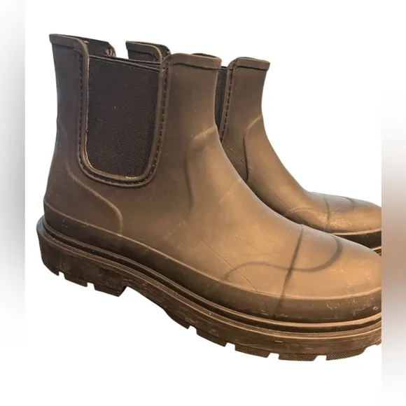 ZARA ELASTICATED RAIN BOOTS BLACK W 10.5/M 9.5‎ Unisex