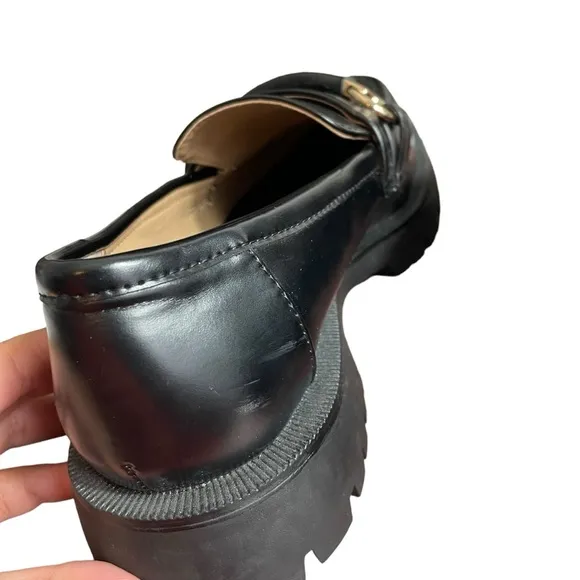 Zara FAUX PATENT LEATHER PENNY LOAFERS