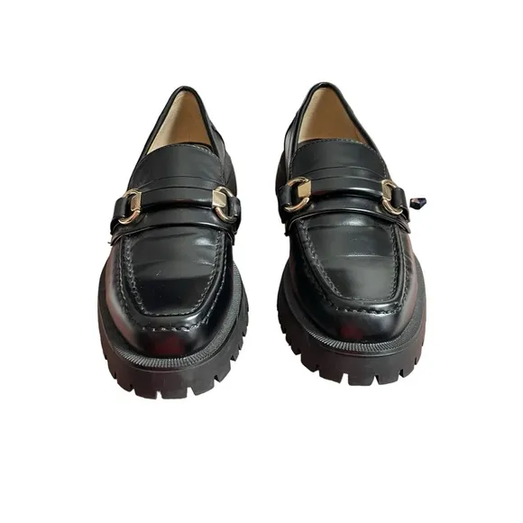 Zara FAUX PATENT LEATHER PENNY LOAFERS