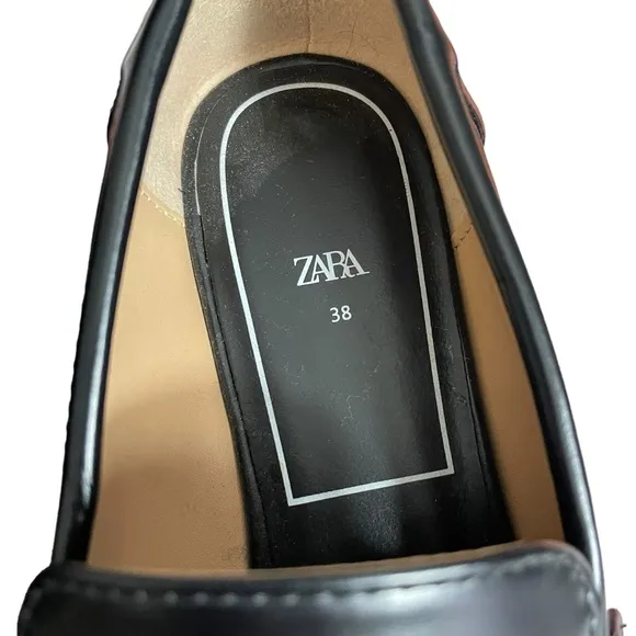 Zara FAUX PATENT LEATHER PENNY LOAFERS