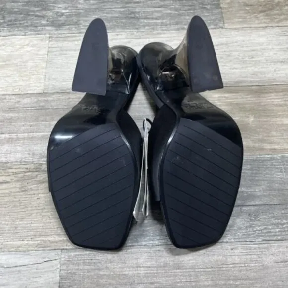 ZARA Heel Sandals Women’s 7.5 Black Methacrylate Open Toe 3663