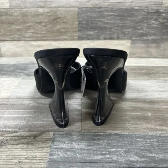 ZARA Heel Sandals Women’s 7.5 Black Methacrylate Open Toe 3663