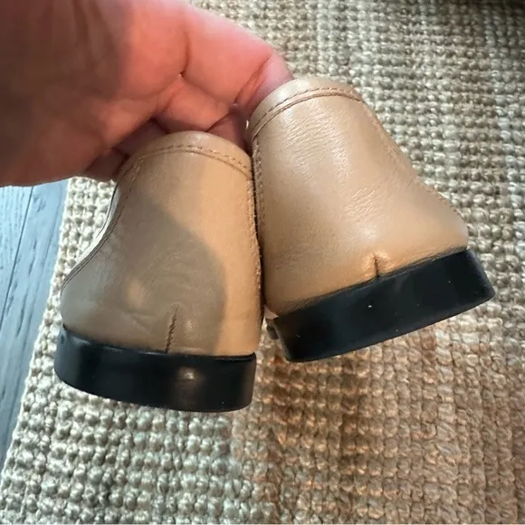 Zara leather loafers in beige with gold horsebit hardware