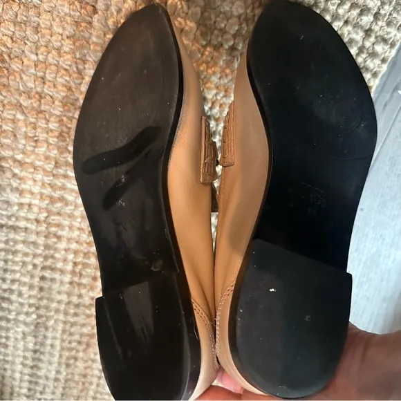 Zara leather loafers in beige with gold horsebit hardware