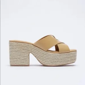 Zara Leather Platform Espadrilles Sz 5