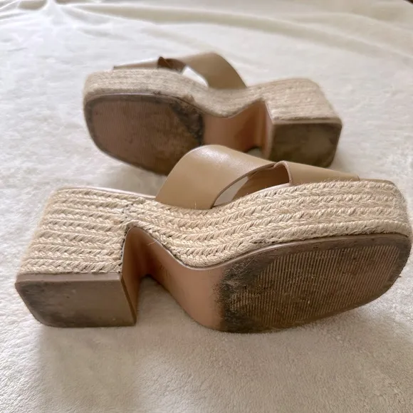 Zara Leather Platform Espadrilles Sz 5